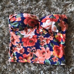 Strapless floral crop top